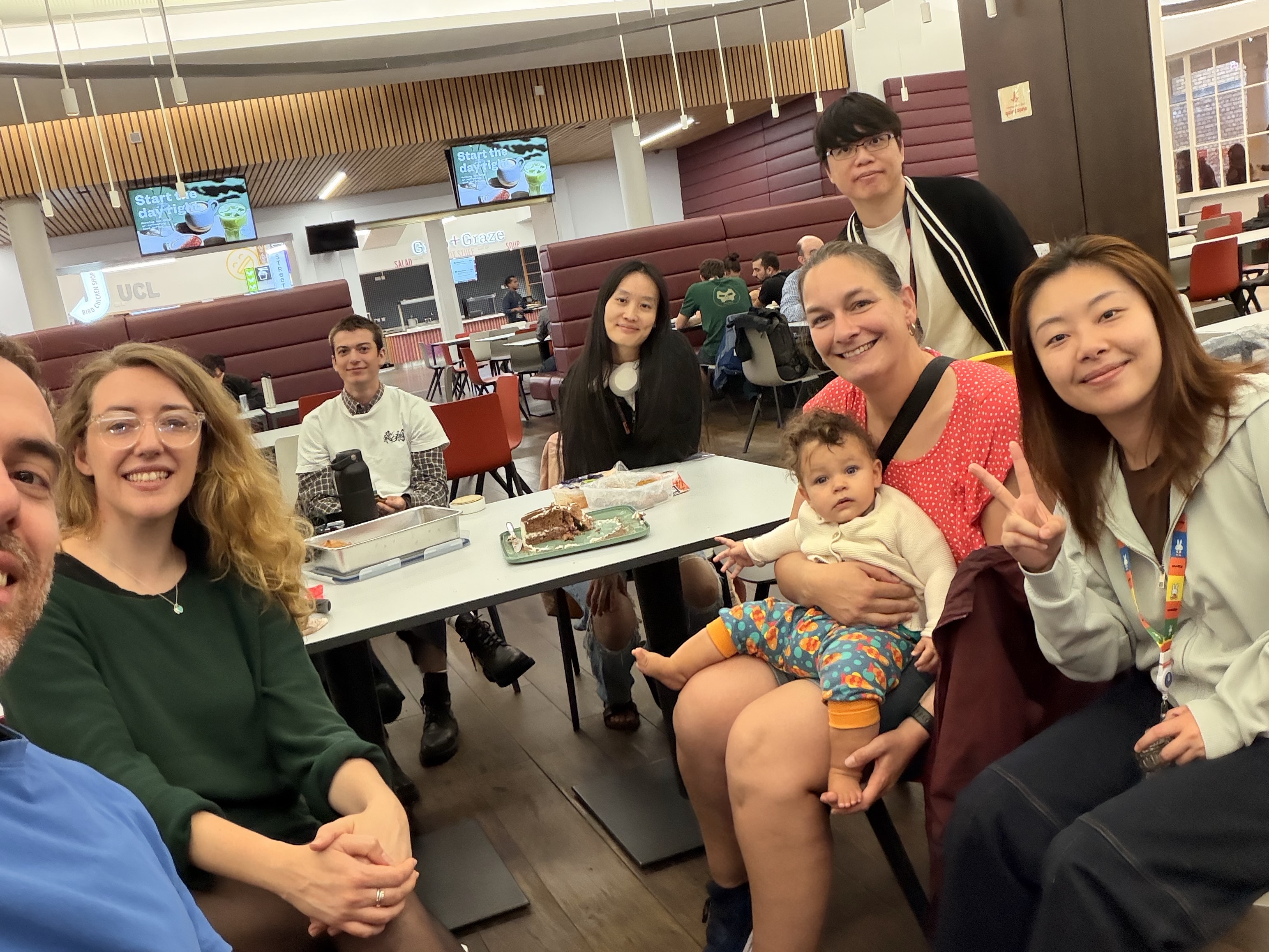A group photo of us at the indoors picnic in the UCL refectory